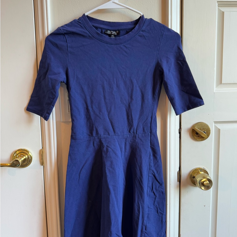 TOPSHOP Half Sleeve Blue Dress